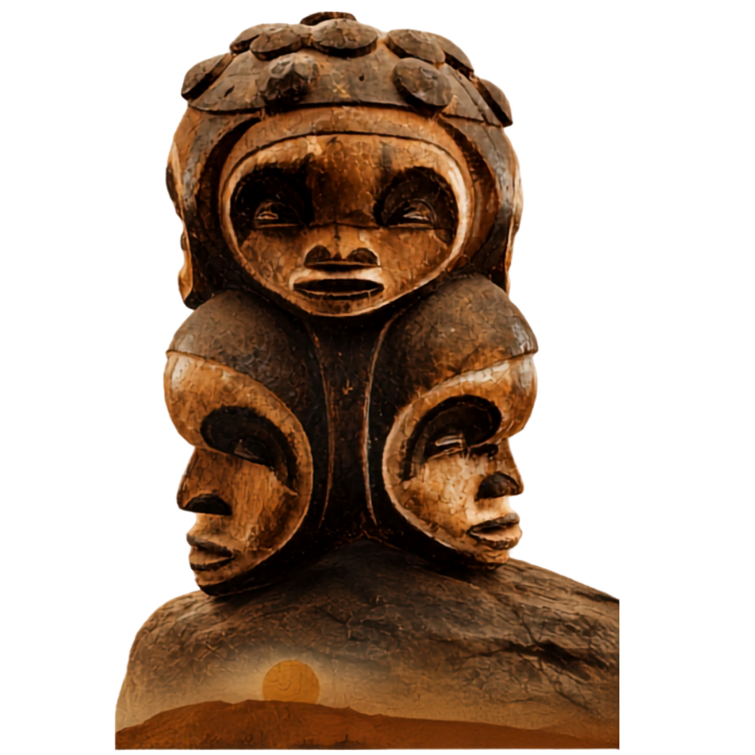 Totem com três máscaras